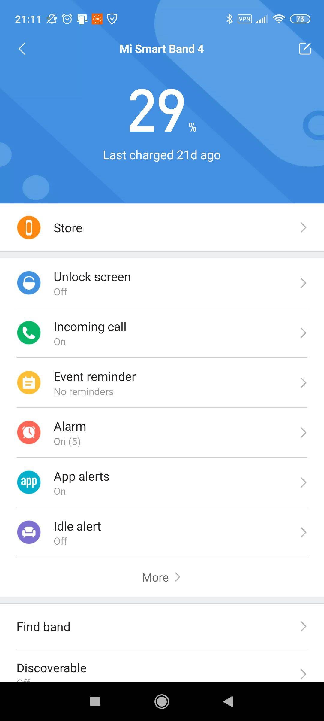 Xiaomi Mi Band 4 Battery levels after second charging of it