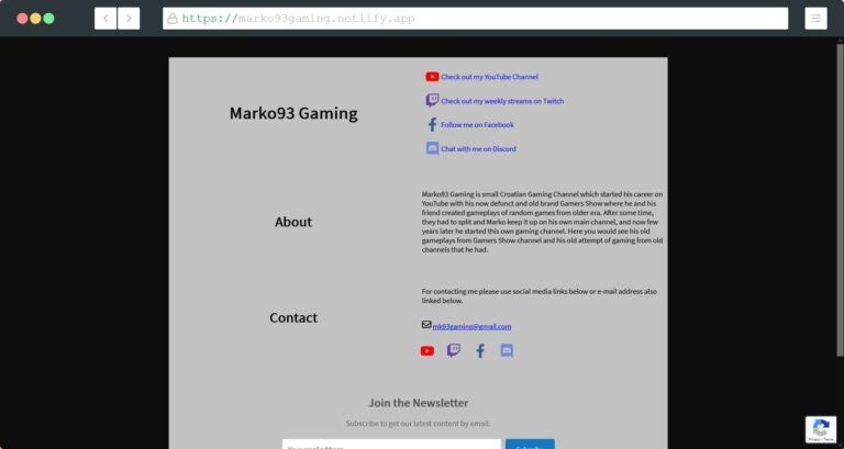 Web Site for “Marko93 Gaming” Project