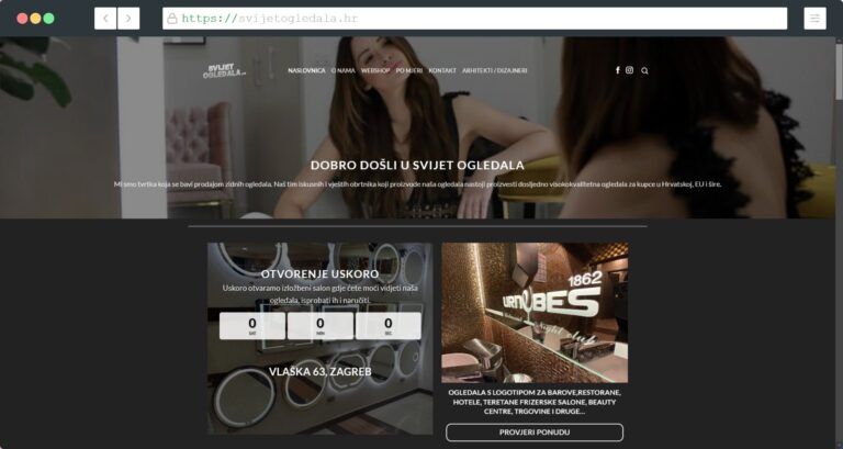 Web Site and Web Shop for “Svijet Ogledala” Project